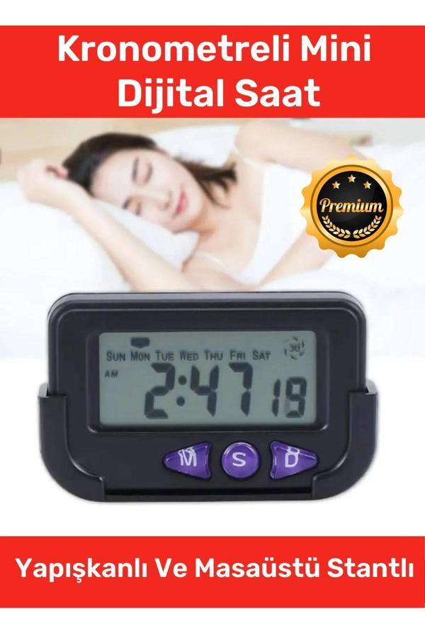 Özel Seri Yapışkanlı Masaüstü Stantlı Ders Çalışmak Için Alarlı Kronometreli Mini Dijital Saat - Image 1