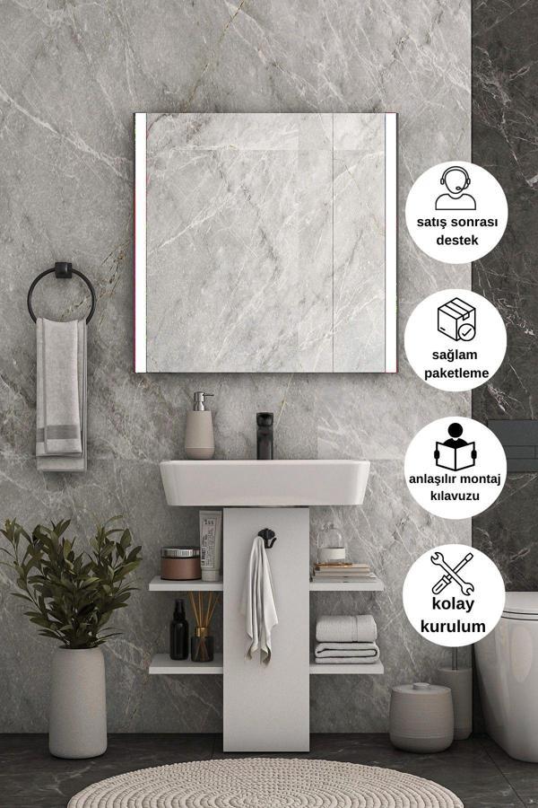 Dewoody Lavabo Altı Raflı Düzenleyici Banyo Dolabı Lavabo Altı Dolap - Image 1