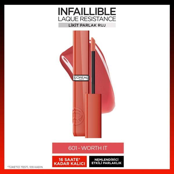 L'Oréal Paris Infaillible Laque Resistance Likit Parlak Ruj - 601 Worth It - Image 1