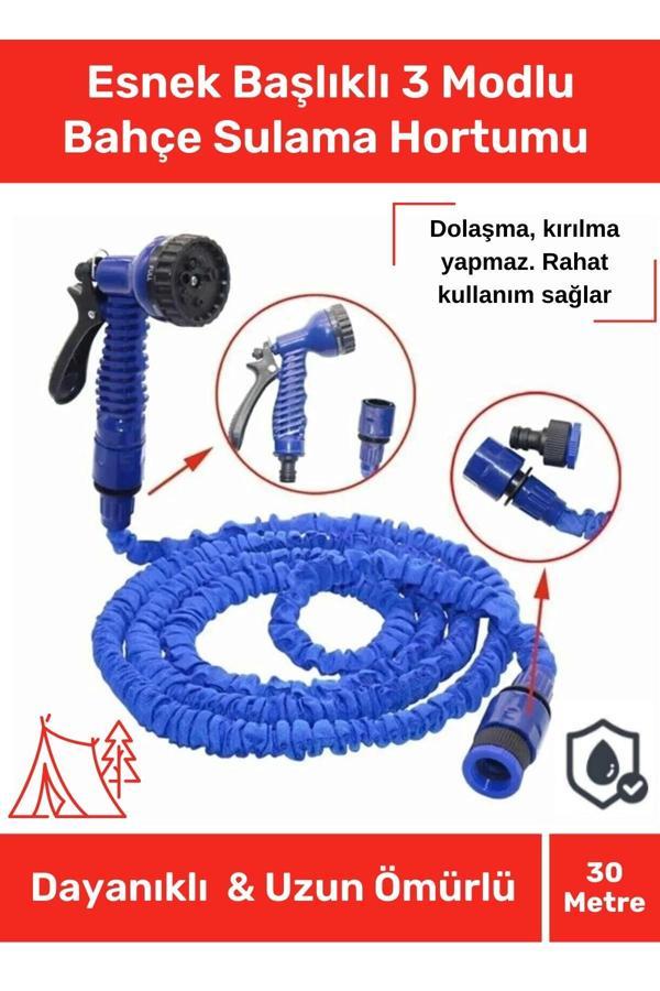 Premium Seri Dolaşmaz Kırılmaz 7 Kademeli Uzayan Bahçe Sulama Araç Yıkama Tabancalı 30 Metre Hortum - Image 1