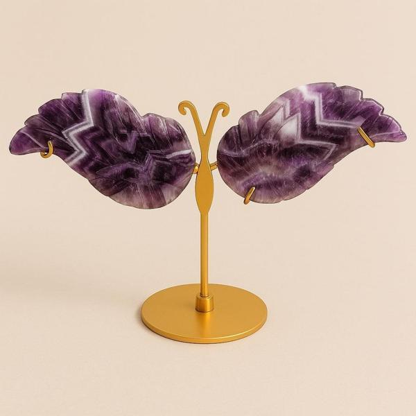 Ametist Taşı Melek Kanadı – Doğal Taş Dekoratif Obje - Image 1