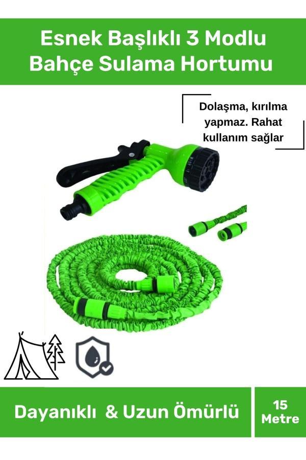 Premium Seri Dolaşmaz Kırılmaz 7 Kademeli Uzayan Bahçe Sulama Araç Yıkama Tabancalı 15 Metre Hortum - Image 1