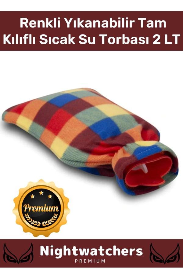 Deluxe Büyük Boy Kauçuk Yıkanabilir Polar Kılıflı Termofor Regl Kötü Hava Sıcak Su Torbası 2 lt - Image 1