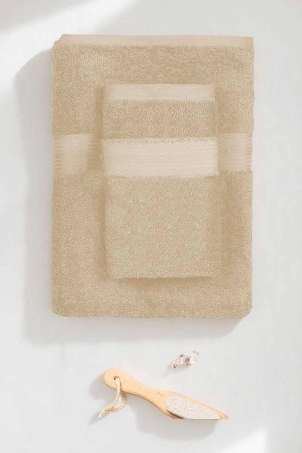 2 Parça Battal Lüks Premium Banyo Spa Havlu Takımı 90x170 Cm Bej - Image 1