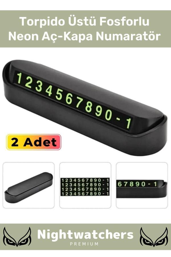 Lüks Araç Içi Telefon Numarası Oto Cam Kartı Torpido Üstü Fosforlu Neon Aç-Kapa Numaratör 2 Adet - Image 1