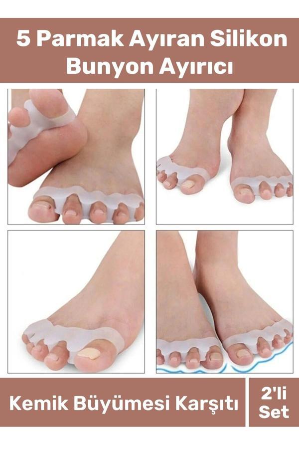 Kemik Büyümesi Karşıtı Şekil Bozukluğu Önleyici Ayak 5 Parmak Ayıran Silikon Bunyon Ayırıcı 2'li Set - Image 1