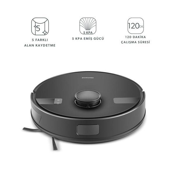 Homend Alex Laser 1291H Moplu ve Haritalamalı Akıllı Robot Süpürge Siyah - Image 1
