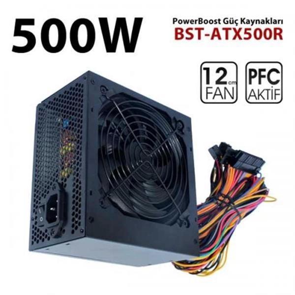 PowerBoost PB500AR 500W APFC 2-PCI-E 6+2 Pin 12cm Siyah Fanlı ATX Power Supply - Image 1