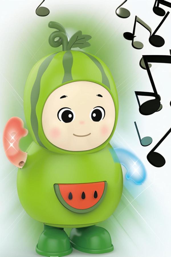 Işıklı ve Müzikli Danseden Karpuz Oyuncak – 17 cm, Minikler İçin Eğlencenin Adı! - Image 1