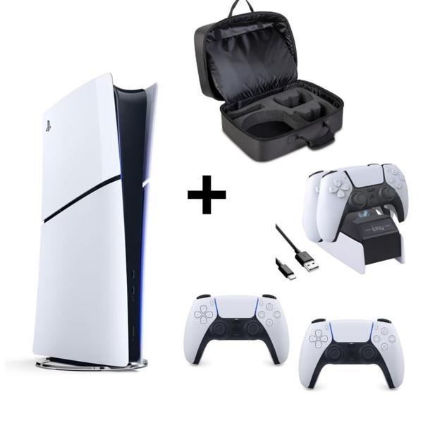Playstation 5 Dijital Slim + 2 Dualsense + Siyah Playstation Çantası + Şarj İstasyonu - Image 1