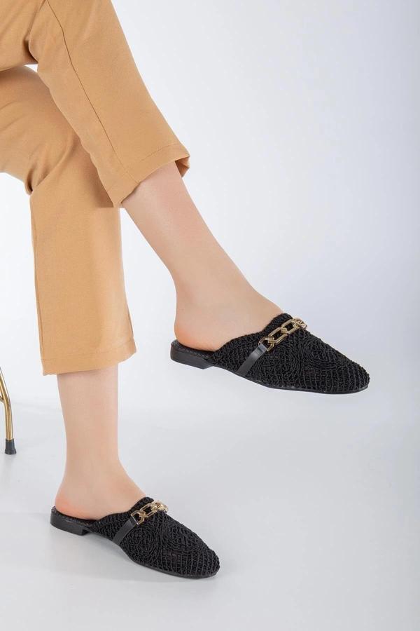 Walkenzo 3855 Kadın Hasır Örme Günlük Terlik - Image 1