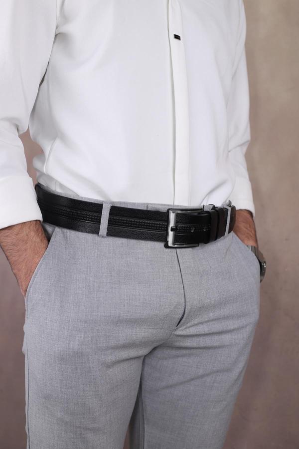 Walkenzo Smt-4412 Erkek Hakiki Deri Klasik Kot Kemeri - Image 1