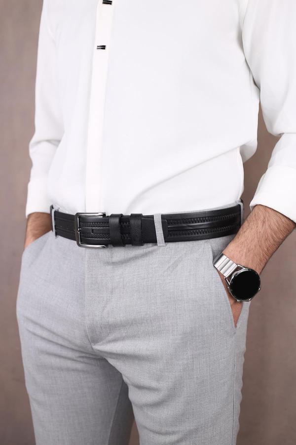 Walkenzo Smt-4407 Erkek Hakiki Deri Klasik Kot Kemeri - Image 1