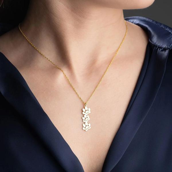 Vaoov 925 Ayar Gümüş İsimli Üçlü Pati Kolye Kolye - Image 1