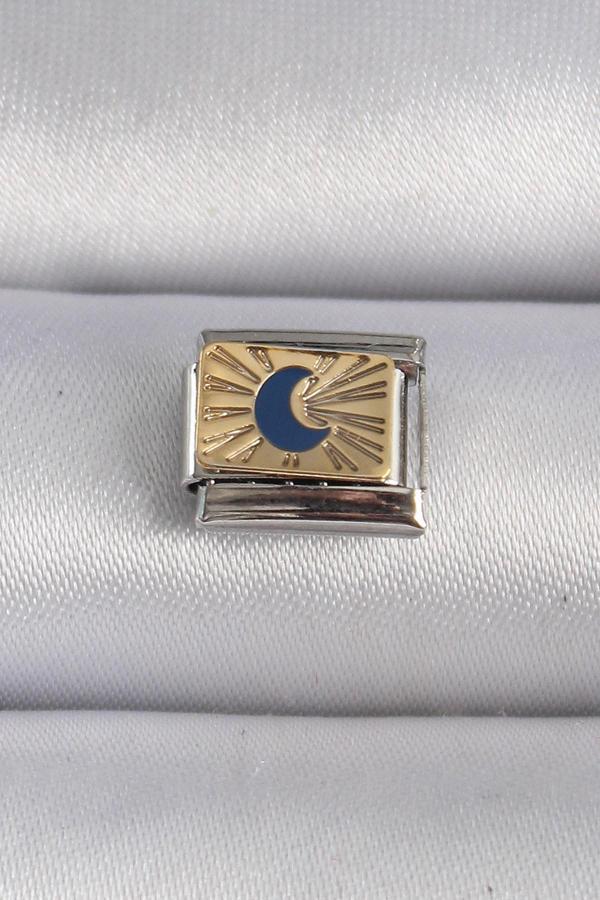 316L Çelik Gümüş Renk Gold Hilal İşlemeli Nomination Charm - TJ-BC1017 - Image 1