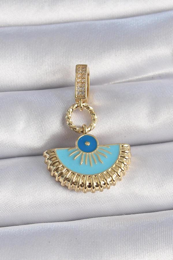 Pirinç Gold Renk Nazar Boncuklu Ajda Charm - TJ-BC1010 - Image 1