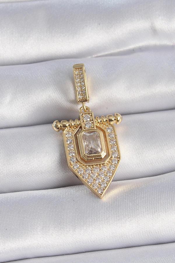 Pirinç Gold Renk Baget Zirkon Taşlı Ajda Charm - TJ-BC1011 - Image 1