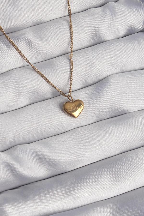 316L Çelik Gold Renk Kalp Model Love Kolye - TJ-BKO8931 - Image 1