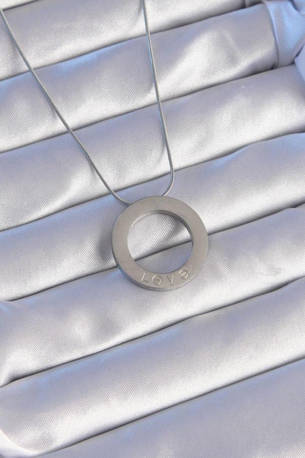 316L Çelik Gümüş Renk Zirkon Taşlı Model Kolye - TJ-BKO8884 - Image 1