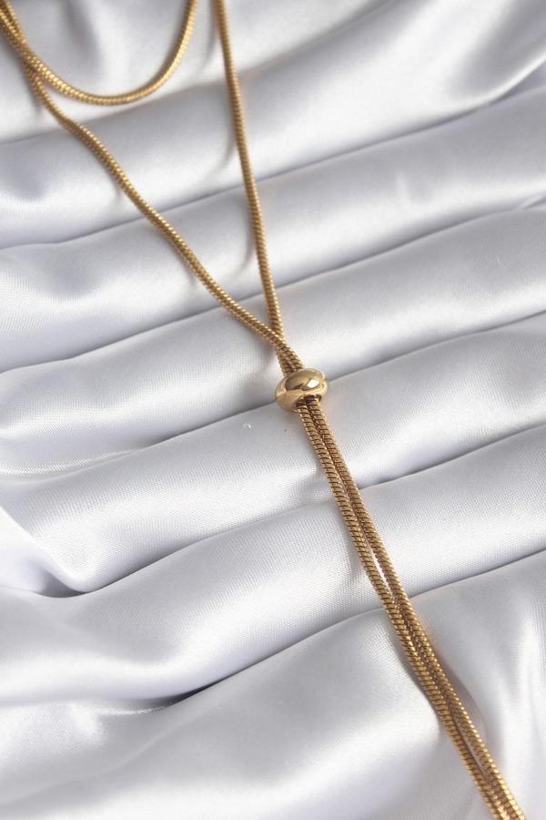 316L Çelik Gold Renk Tüp Zincir Asansör Model Kadın Kolye - TJ-BKO8286 - Image 1