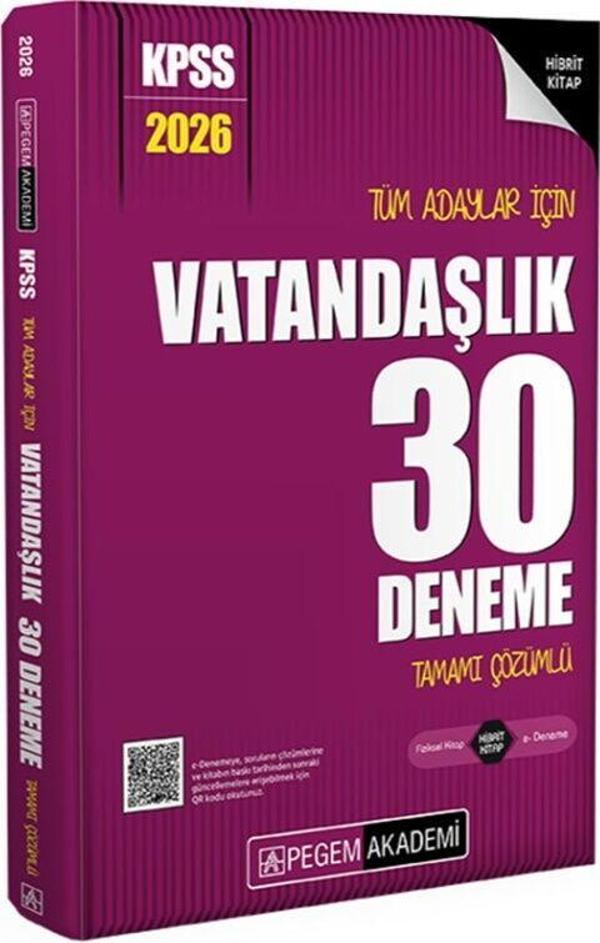 2026 KPSS Tüm Adaylar İçin Vatandaşlık 30 Deneme Tamamı Çözümlü Pegem Yayınları - Pegem Akademi Yayıncılık - Image 1