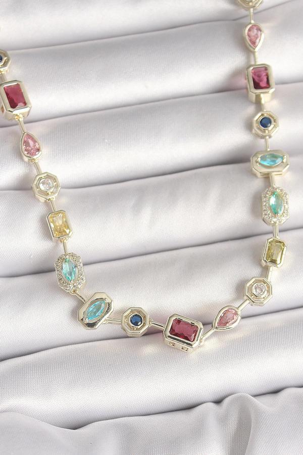 Pirinç Gold Renk Zirkon Taşlı VIP Seri Kadın Kolye - TJ-BKO10005 - Image 1