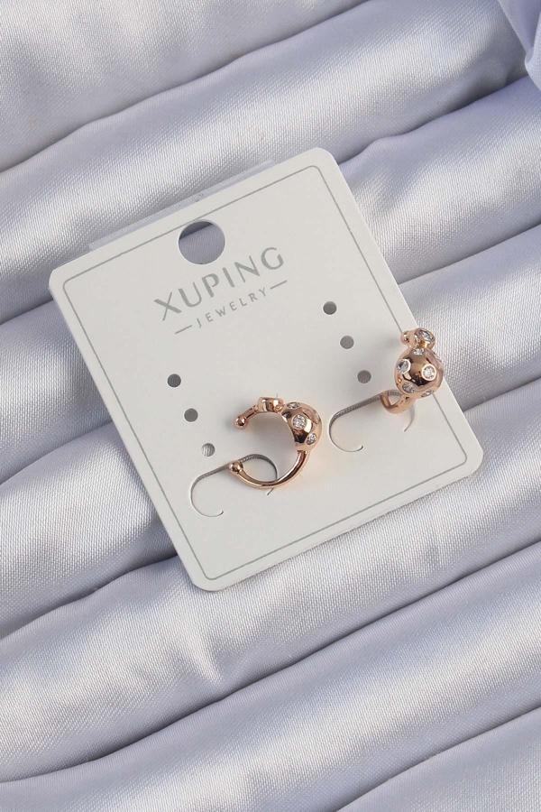 Xuping Rose Renk Zirkon Taşlı Bombeli Topçuk Earcuff Küpe - TJ-BKP9422 - Image 1