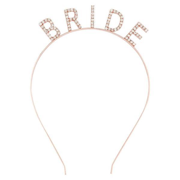 Rose Gold Renk Bekarlığa Veda Kristal Taş Bride Tacı İthal 16x10 cm - Image 1