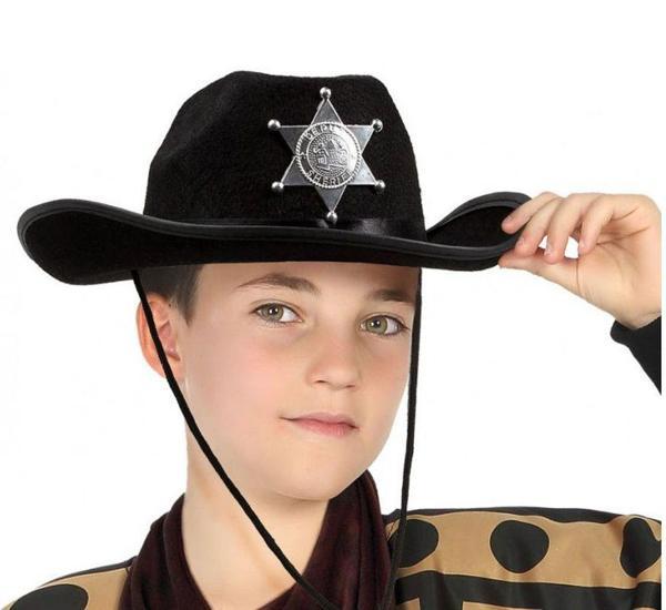 Çocuk Kovboy Şapkası Sheriff Şapkası Siyah Renk - Image 1