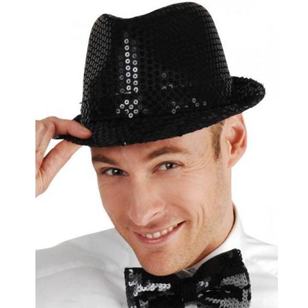 Disko Star Siyah Payetli Fötr Şapka Yetişkin Boy - Image 1