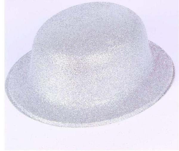 Gümüş Renk Yuvarlak Simli Plastik Parti Şapkası - Image 1