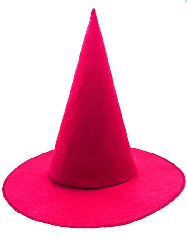 Pembe Fuşya Renk Keçe Cadı Şapkası Yetişkin Çocuk Uyumlu 35X38 cm - Image 1