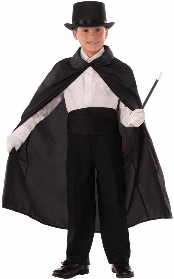 Sihirbaz Pelerini 90 cm ve Sihirbaz Şapkası Siyah Renk Çocuk Boy - Image 1
