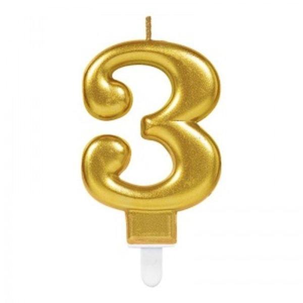 3 Rakam Mum Gold Renk - Image 1