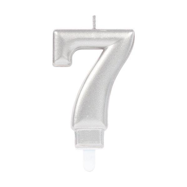 7 Rakam Mum Gümüş Renk - Image 1