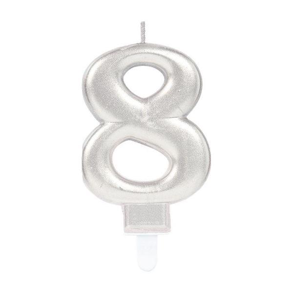 8 Rakam Mum Gümüş Renk - Image 1