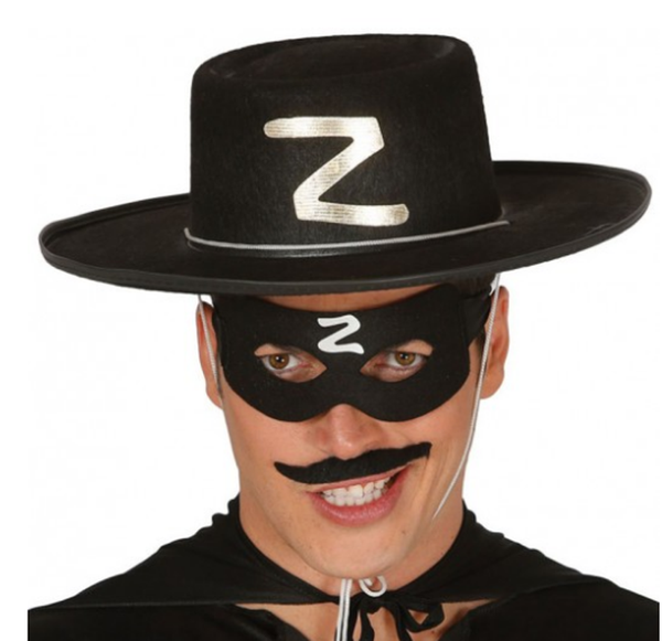 Z Logolu Yetişkin Zorro Şapkası ve Zorro Maskesi - Image 1