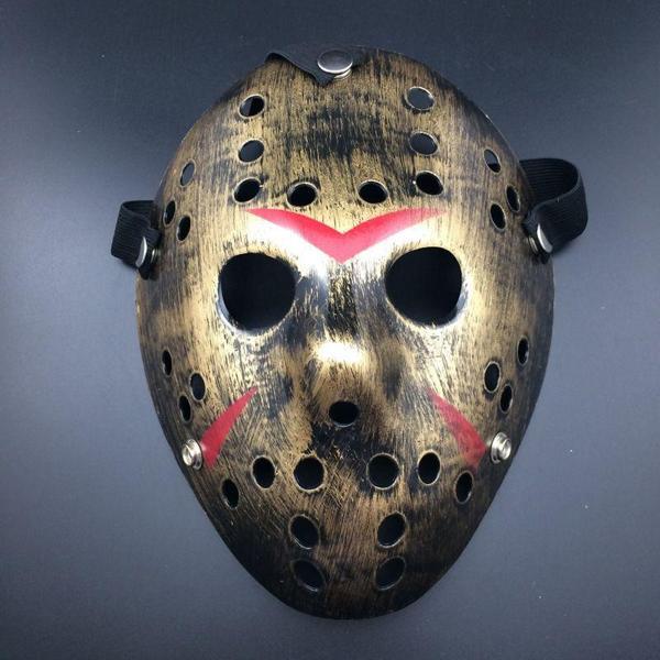 Bakır Renk Kırmızı Çizgili Tam Yüz Hokey Jason Maskesi Hannibal Maskesi - Image 1