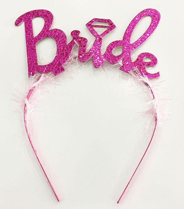 Fuşya Renk Bekarlığa Veda İtalik Yazı Alyanslı Bride Taç - Image 1