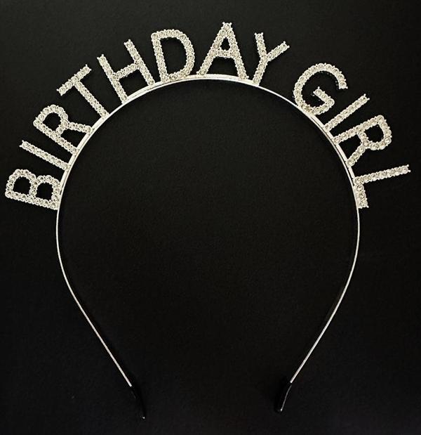 Gümüş Kristal Taşlı Birthday Girl Doğum Günü Tacı İthal Ürün A Kalite 17x16 cm - Image 1