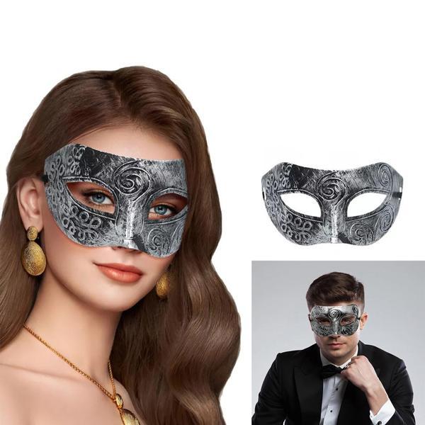 Gümüş Eskitme Yüz Maskesi - Antik Tarz Balo Maskesi - Image 1