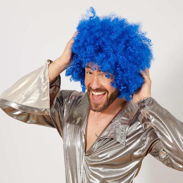 Mavi Renk Kıvırcık Afro Bonus Peruk - Image 1