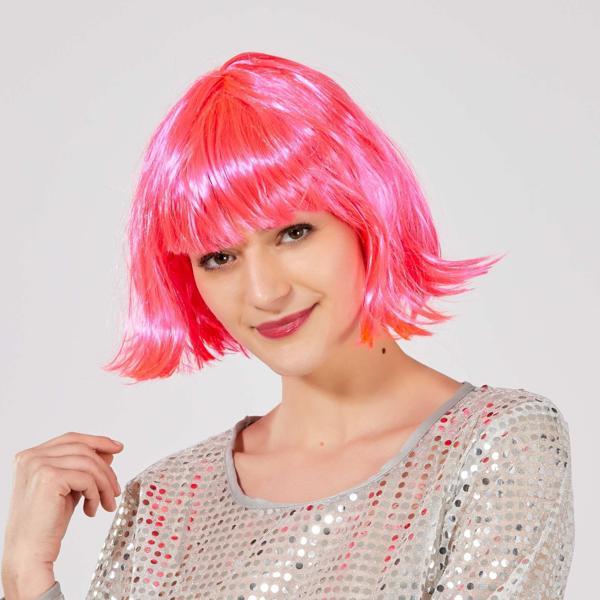 Şeker Pembe Renk Parti Peruğu Küt Saç - Image 1