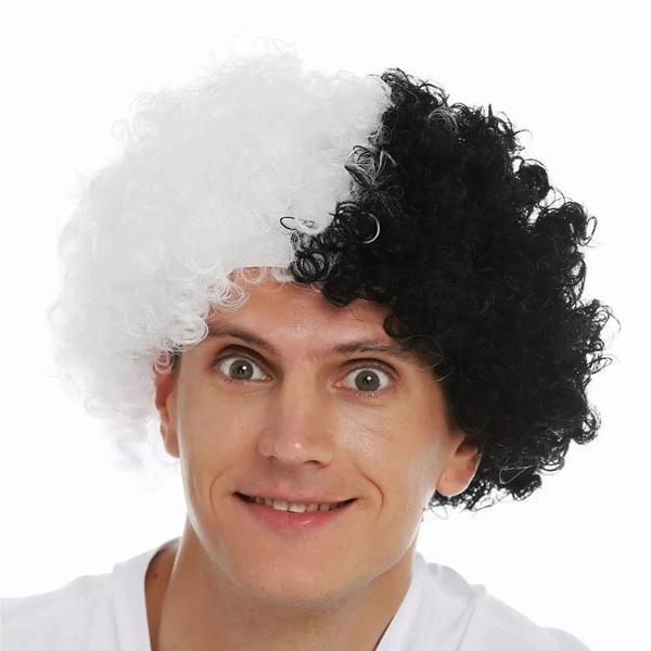 Siyah Beyaz Kıvırcık Afro Bonus Peruk Taraftar Bonus Saç - Image 1