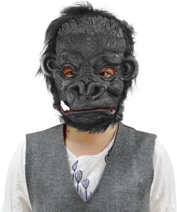 Lateks Goril Maskesi Maymun Maskesi Et Maskesi Orangutan Siyah Saçlı 4 No - Image 1