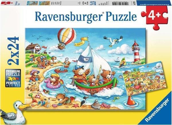 Ravensburger 2x24 Parça Puzzle Seaside Holiday 078295 - Image 1