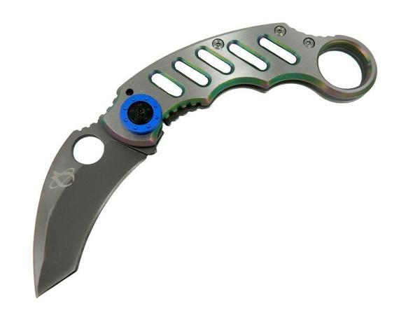 X05BL Gümüş Karambit 17 cm - Metal Saplı, Manuel - Image 1