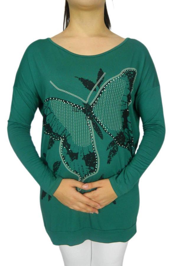 Kadın Oversayz Kelebek Baskılı Sweatshirt BRG39702 - Image 1