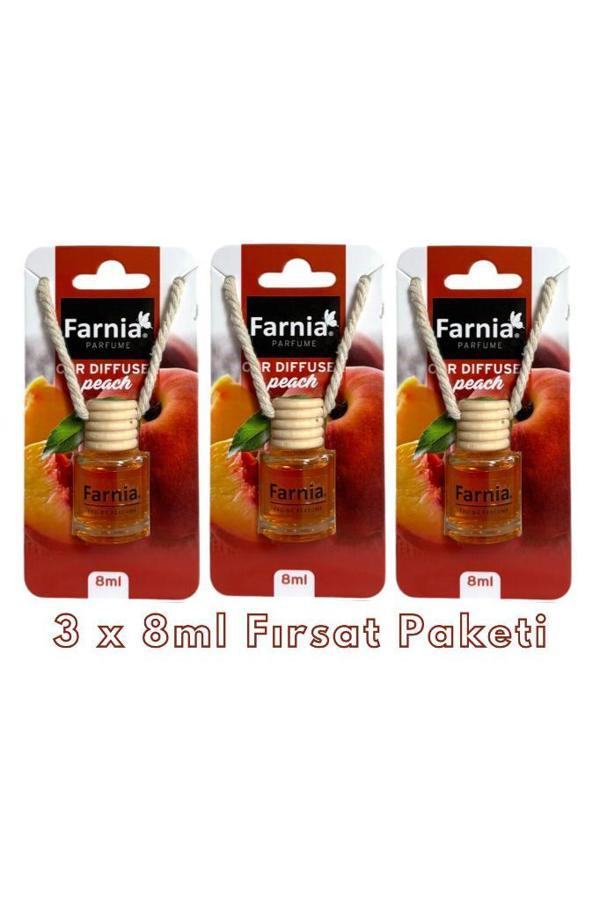 Farnia Yüksek Esanslı Askılı Araç Kokusu EDP Parfüm Şeftali 8 Ml 3 Adet Avantaj Paketi - Image 1