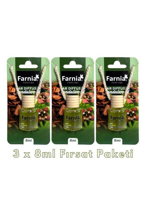 Farnia Yüksek Esanslı Askılı Araç Kokusu EDP Parfüm Sandal Ağacı 8 Ml 3 Adet Avantaj Paketi - Image 1